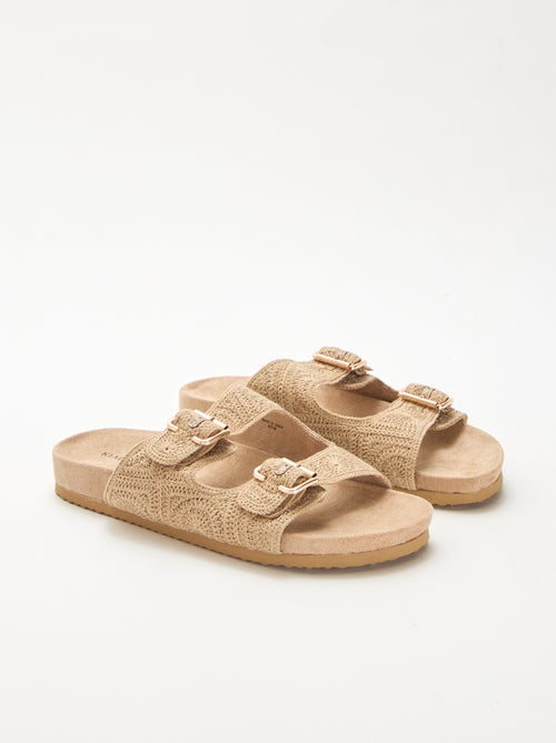 Mules à double bride en macramé - Kiabi