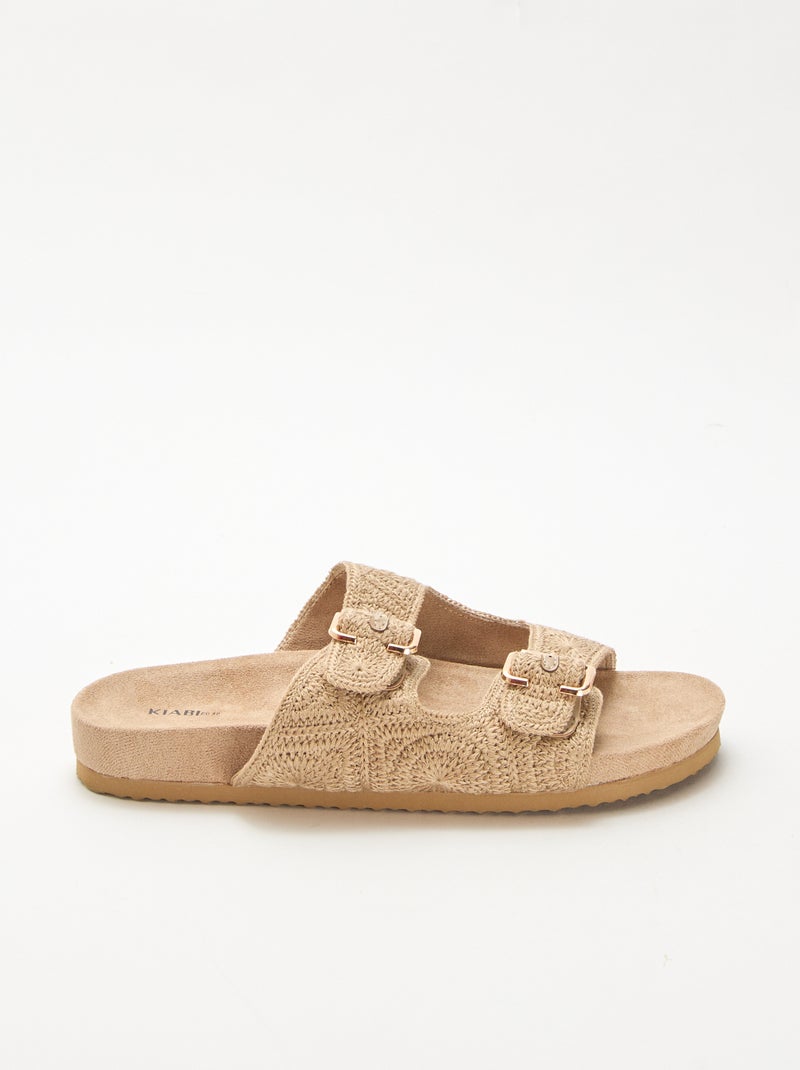 Mules à double bride en macramé Beige - Kiabi
