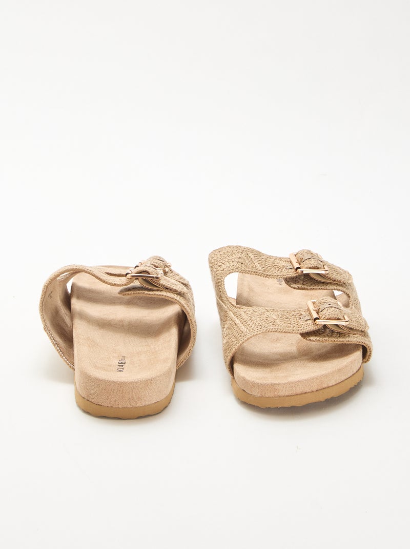 Mules à double bride en macramé Beige - Kiabi