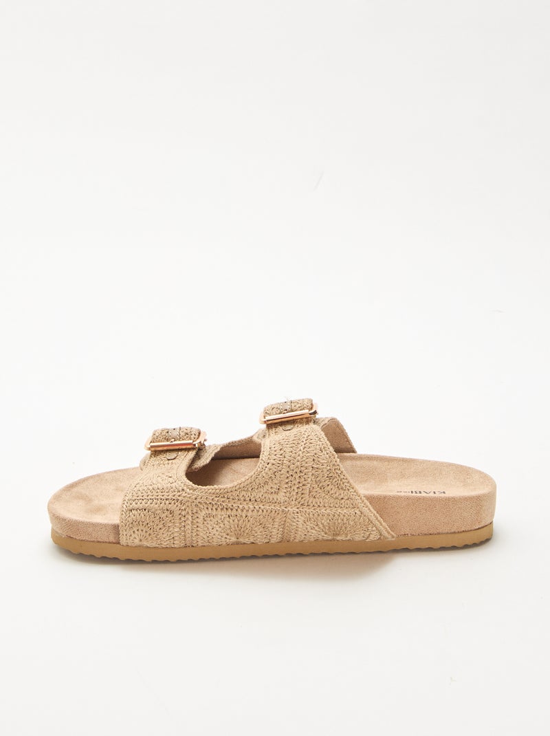 Mules à double bride en macramé Beige - Kiabi