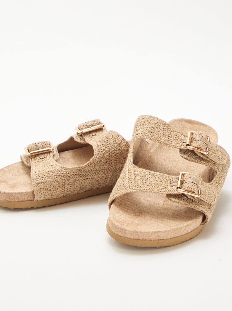 Mules à double bride en macramé Beige - Kiabi