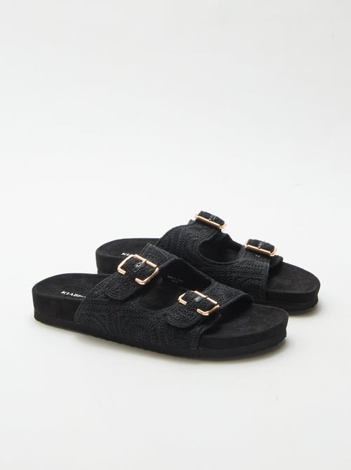 Mules à double bride en macramé - Kiabi