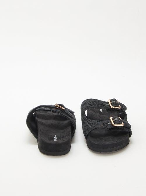 Mules à double bride en macramé - Kiabi
