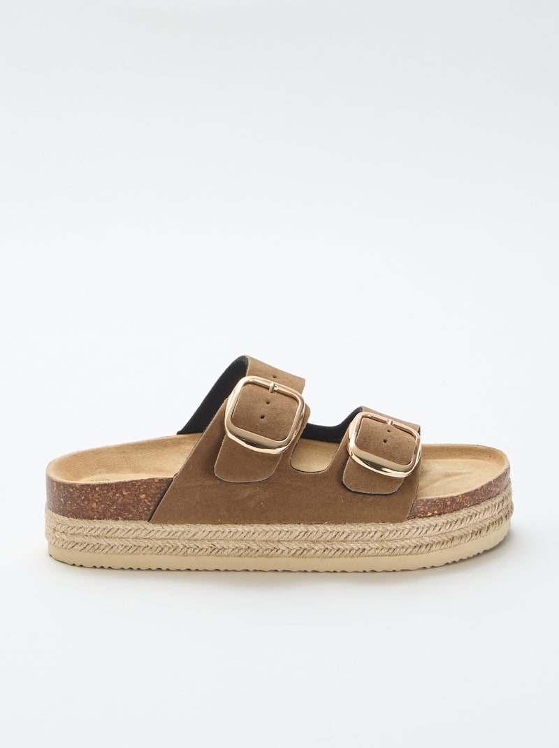 Mules à double bride Marron - Kiabi