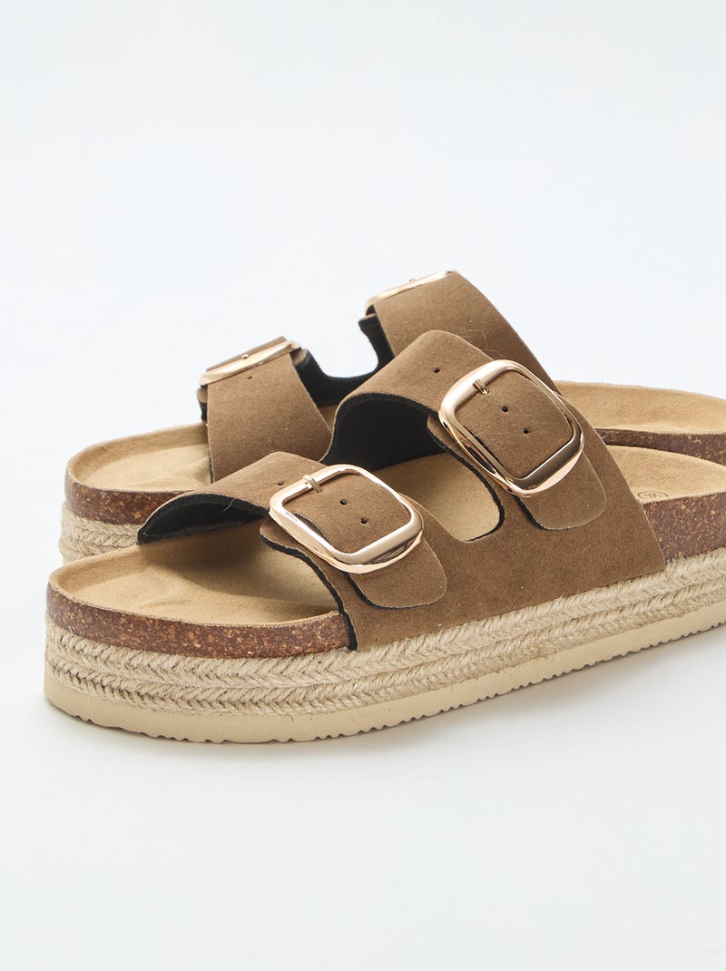 Mules à double bride Marron - Kiabi