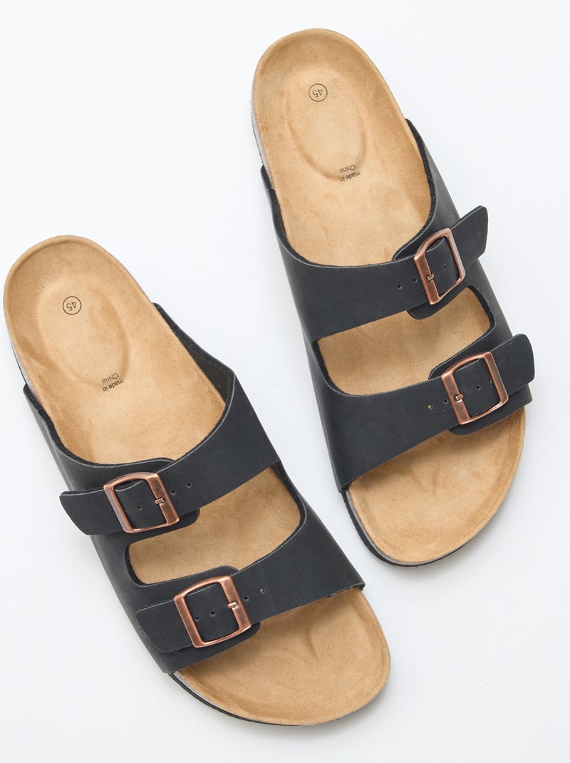 Mules à double bride Noir - Kiabi