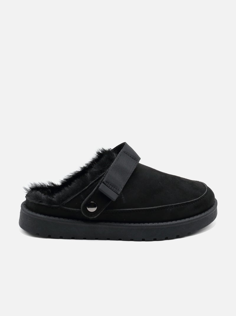 Mules à fausse fourrure Noir - Kiabi