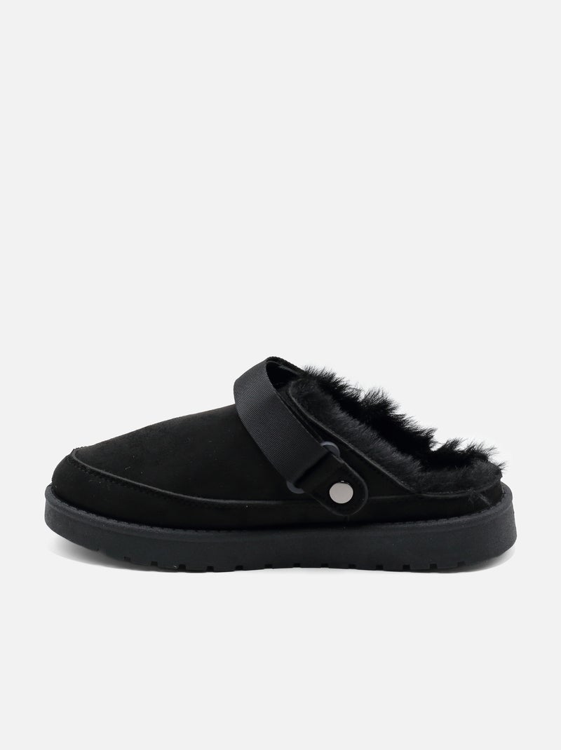 Mules à fausse fourrure Noir - Kiabi