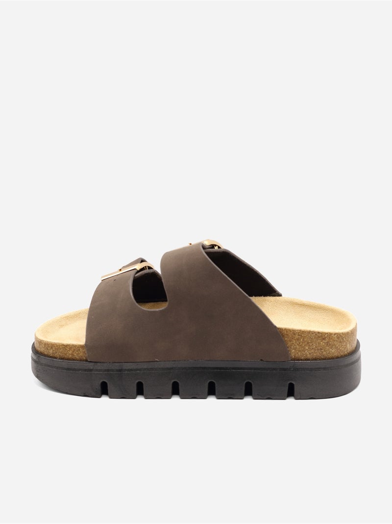 Mules à plateforme Marron - Kiabi