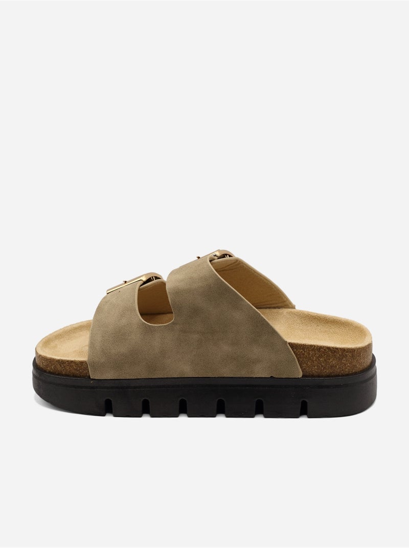 Mules à plateforme Taupe - Kiabi