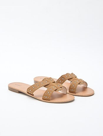 Mules avec bride en macramé brillant