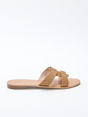 Mules avec bride en macramé brillant