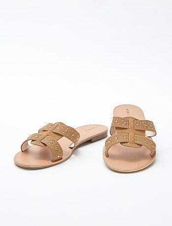 Mules avec bride en macramé brillant