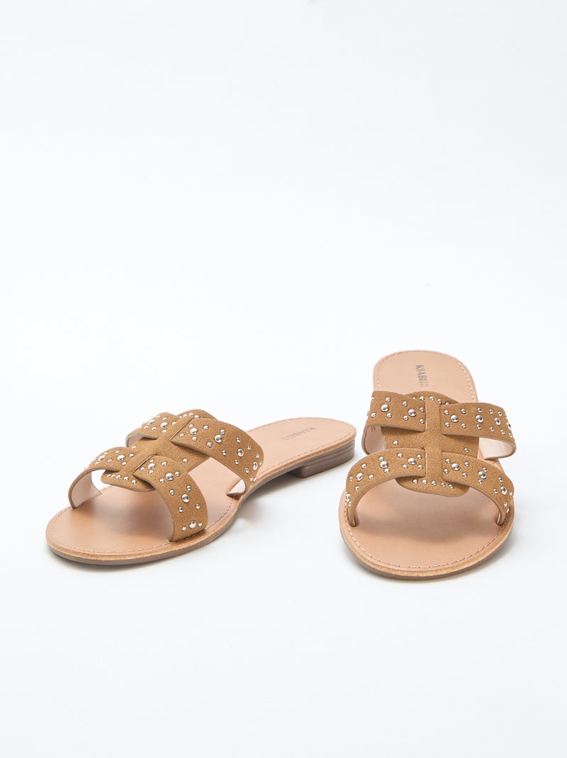 Mules avec bride en macramé brillant Marron - Kiabi