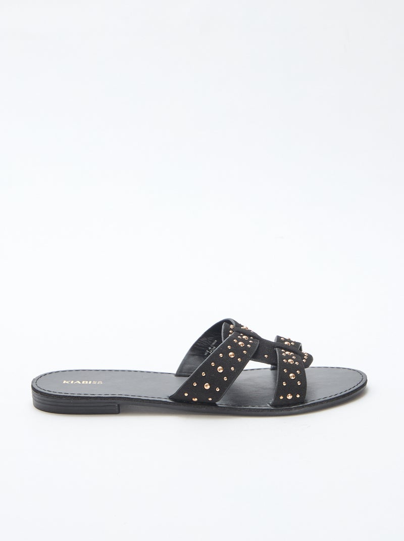 Mules avec bride en macramé brillant Noir - Kiabi