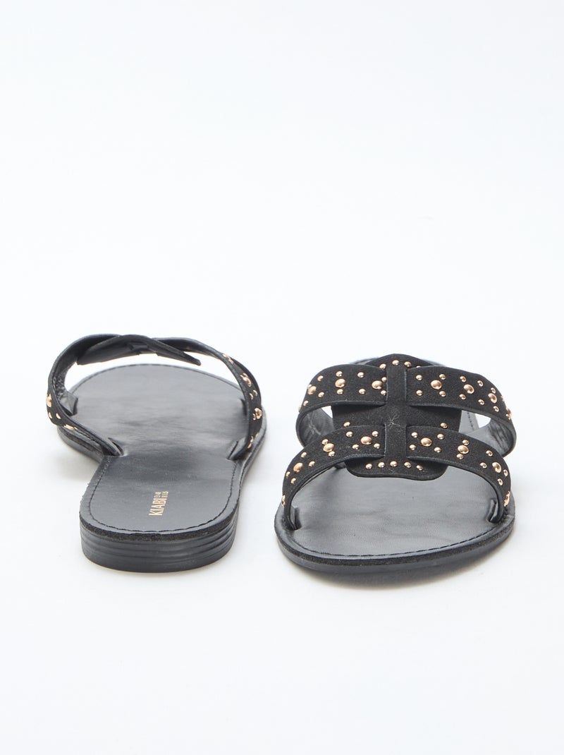 Mules avec bride en macramé brillant Noir - Kiabi
