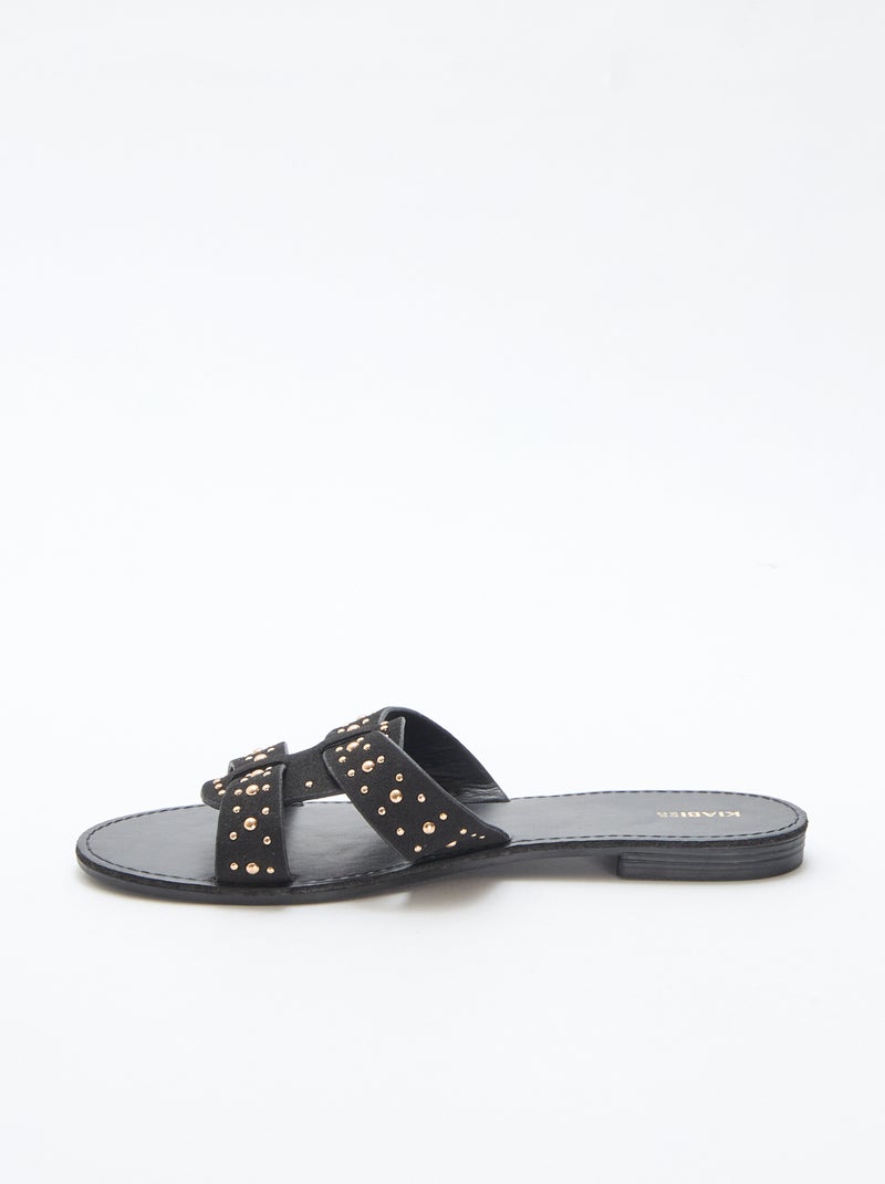 Mules avec bride en macramé brillant Noir - Kiabi
