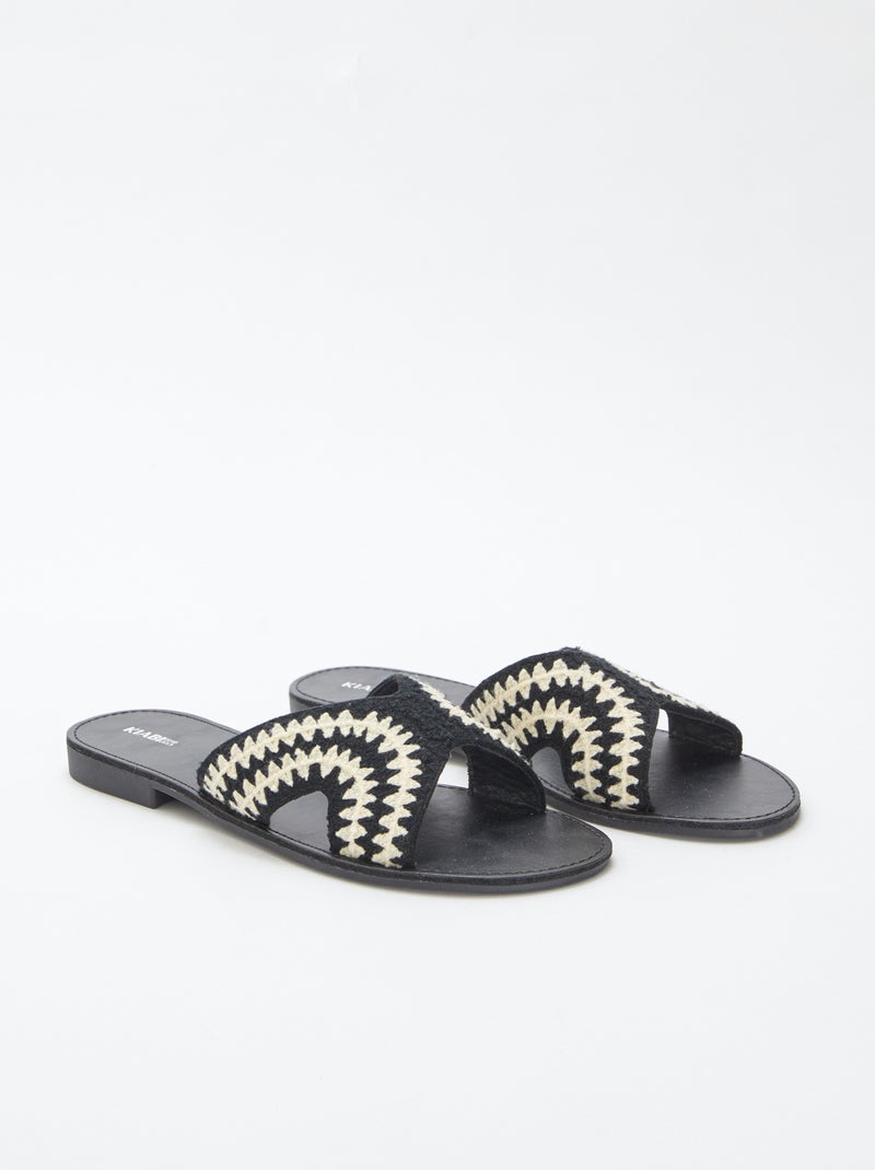 Mules avec bride en macramé NOIR - Kiabi