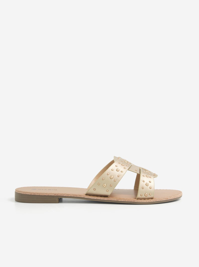 Mules avec brides cloutées Jaune - Kiabi