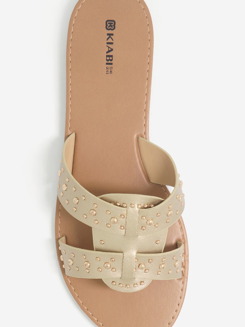 Mules avec brides cloutées Jaune - Kiabi