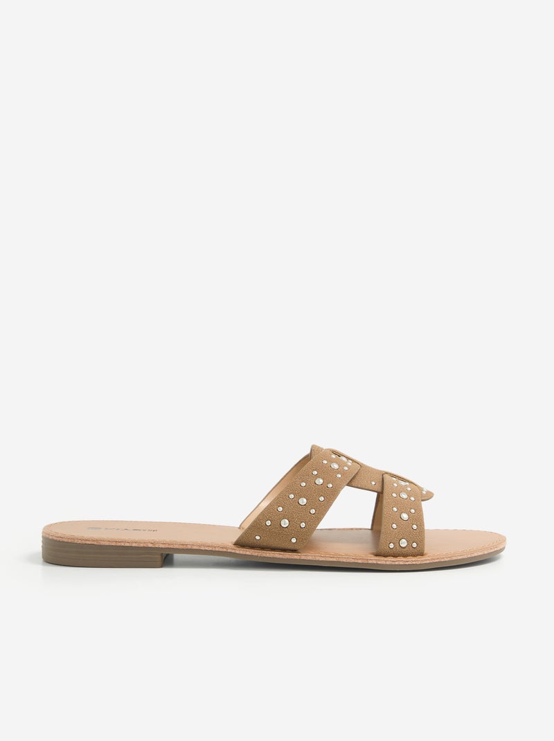 Mules avec brides cloutées Marron - Kiabi