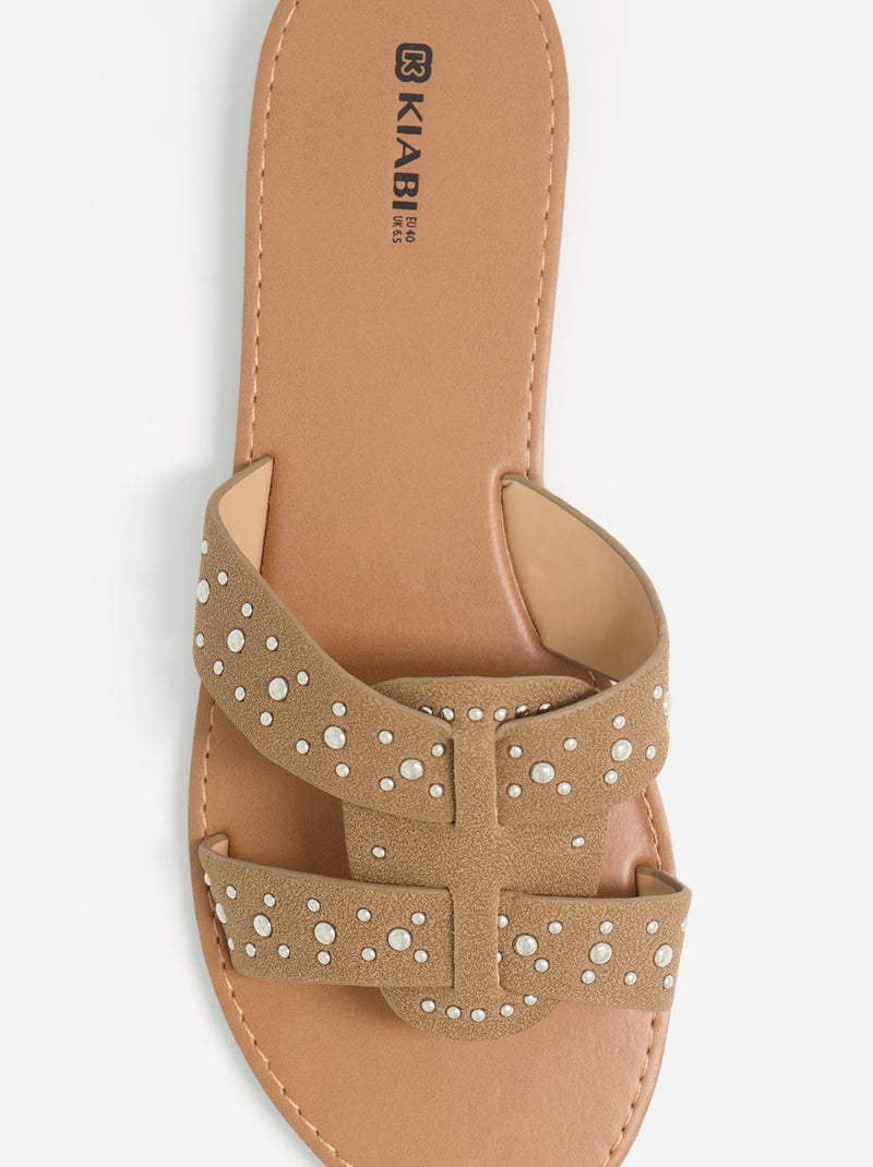 Mules avec brides cloutées Marron - Kiabi