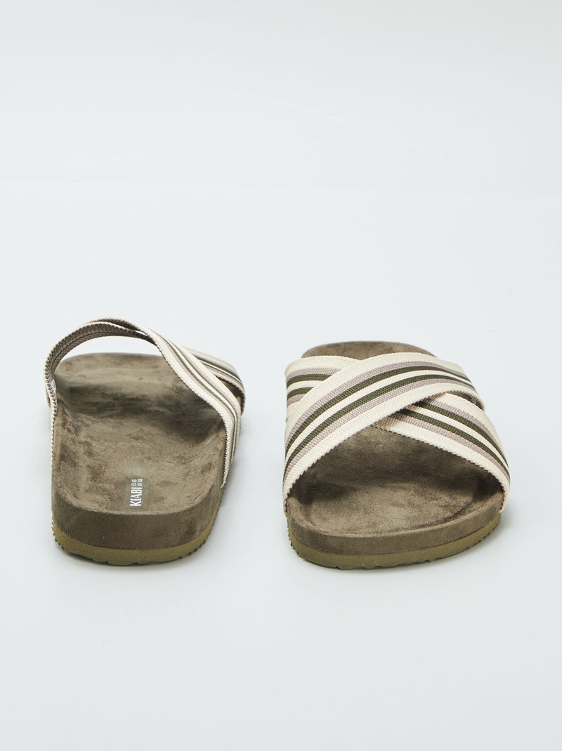 Mules avec brides croisées Kaki - Kiabi