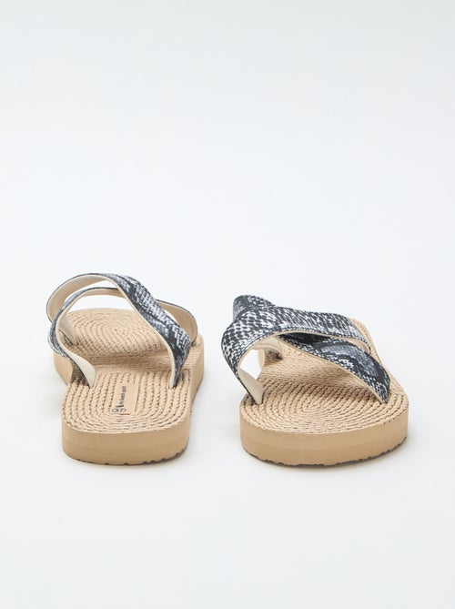 Mules avec lanières croisées en textile - Kiabi
