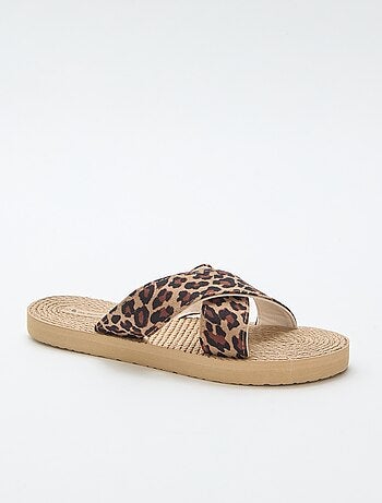 Mules avec lanières croisées en textile