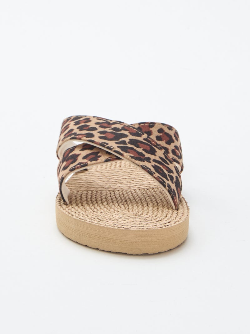 Mules avec lanières croisées en textile Marron - Kiabi
