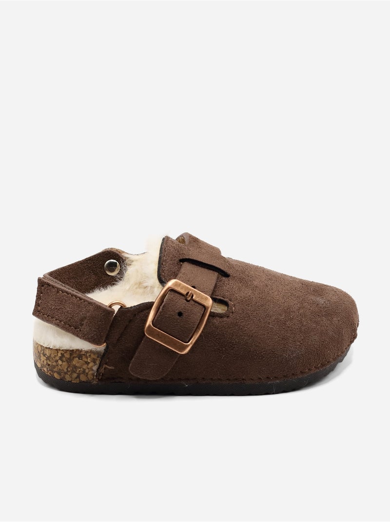 Mules bébé fourrées Marron - Kiabi