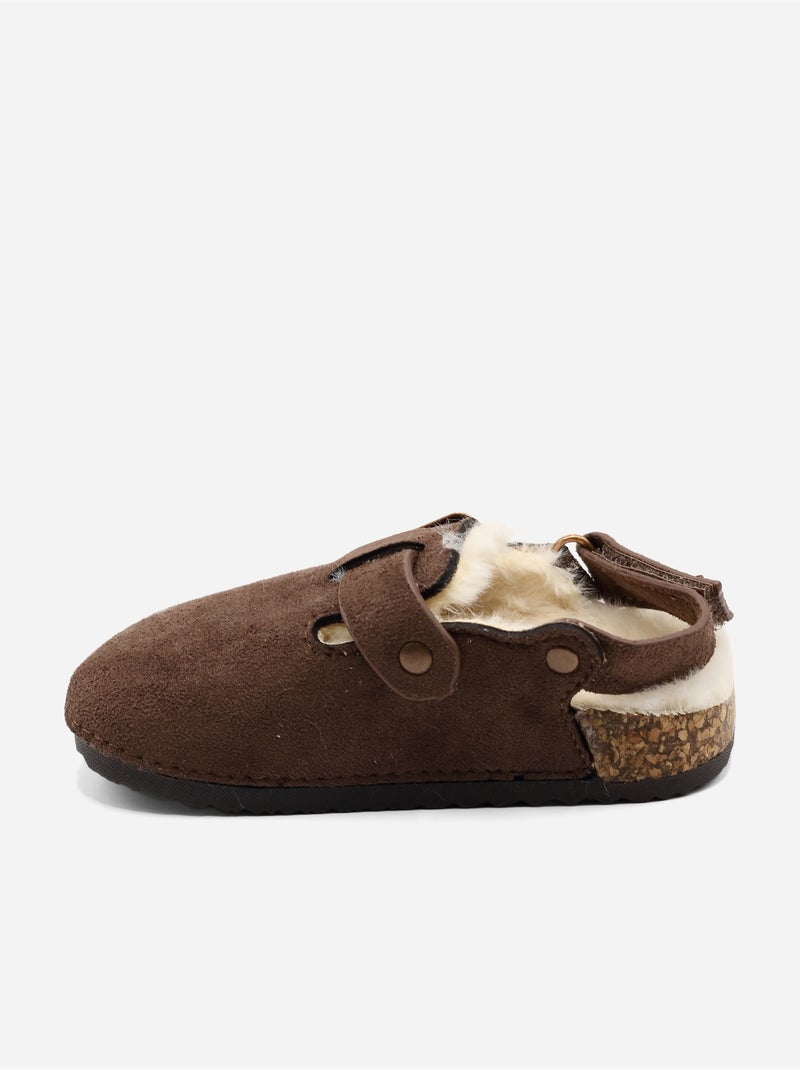 Mules bébé fourrées Marron - Kiabi