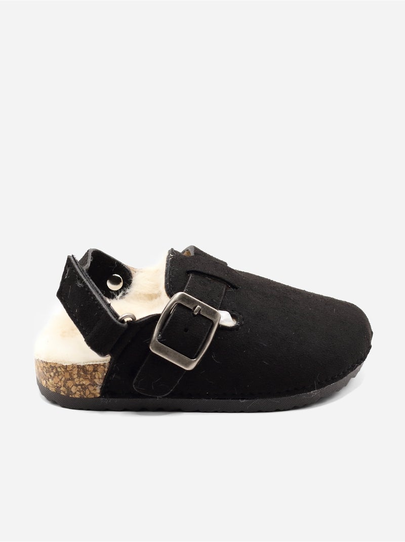 Mules bébé fourrées Noir - Kiabi