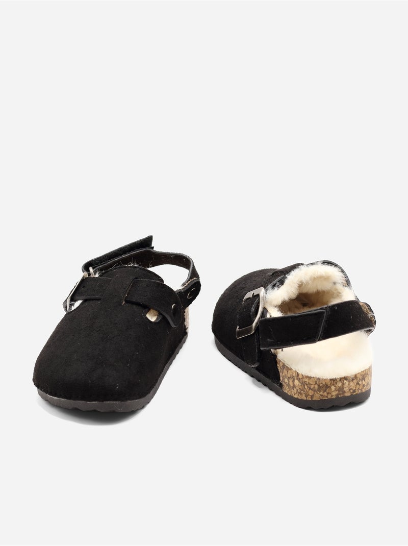 Mules bébé fourrées Noir - Kiabi