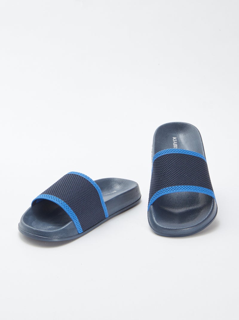 Mules claquettes bi-matière Marine - Kiabi