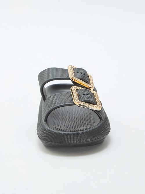 Mules de piscine avec boucles en strass - Kiabi