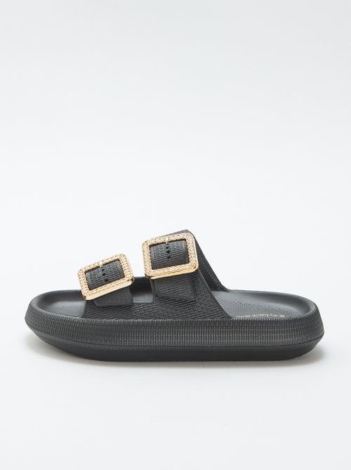 Mules de piscine avec boucles en strass - Kiabi