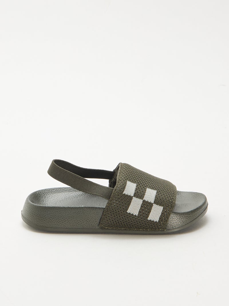 Mules de piscine élastiquées Kaki - Kiabi