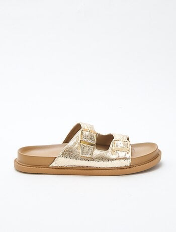 Mules dorées à double bride