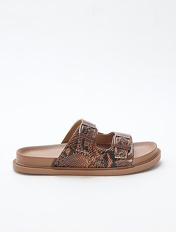 Mules dorées à double bride