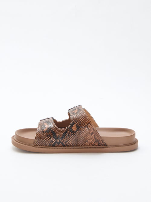 Mules dorées à double bride - Kiabi