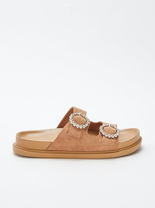 Mules double bride à strass - Kiabi