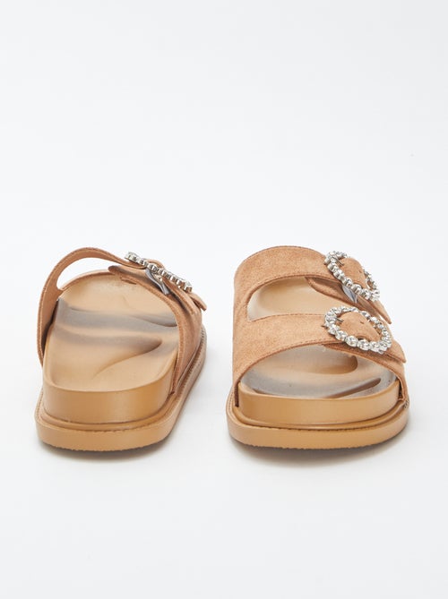 Mules double bride à strass - Kiabi