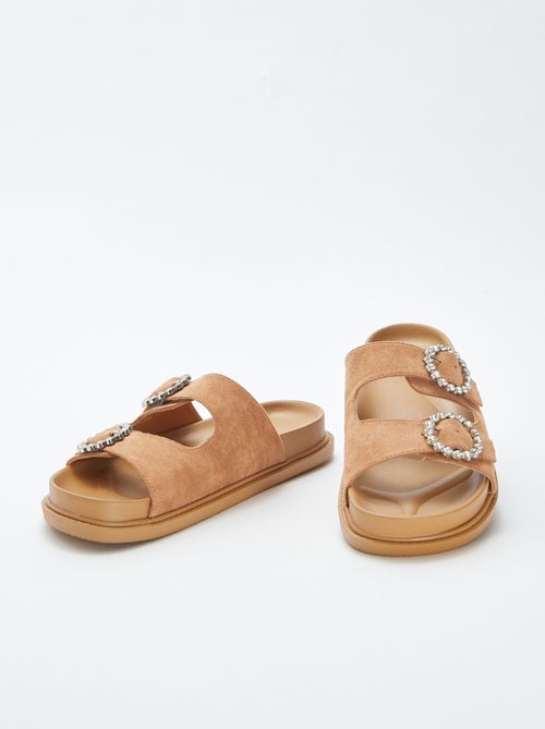 Mules double bride à strass - Kiabi