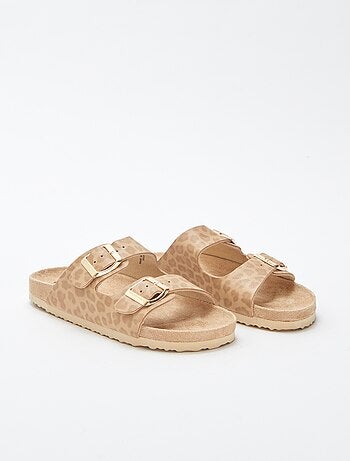 Mules double bride motif léopard