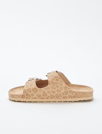 Mules double bride motif léopard