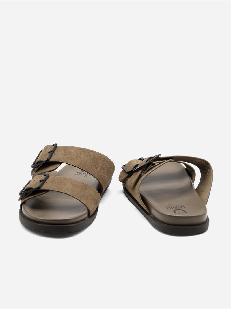 Mules double brides - Uomo Kaki - Kiabi