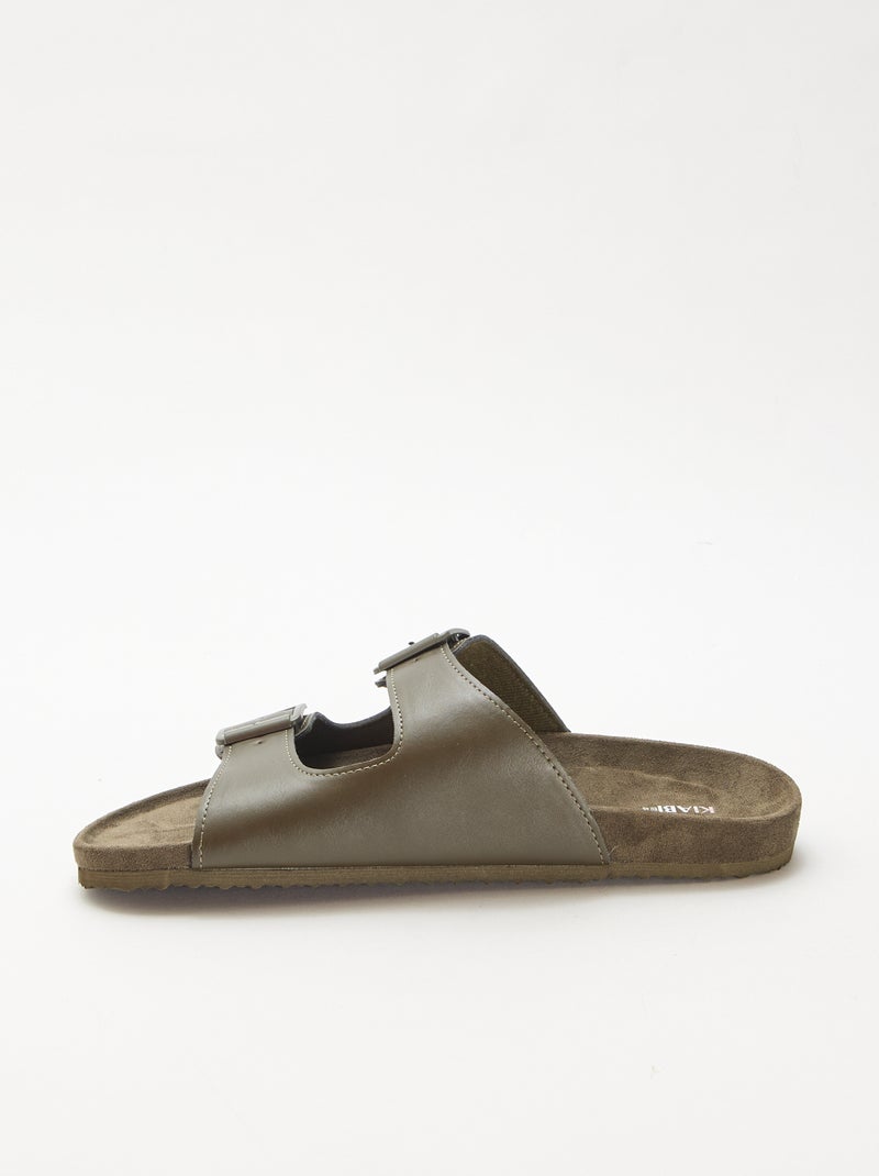 Mules double brides Kaki - Kiabi