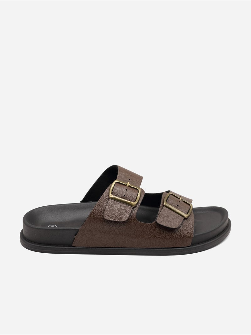 Mules double brides Marron - Kiabi