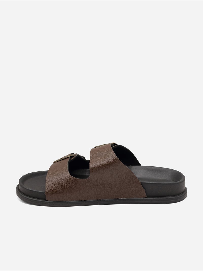 Mules double brides Marron - Kiabi